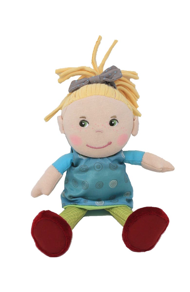 HABA Mirle Soft 8" Plush Doll in Gift Tin, My First Baby Doll for Toddlers 1-3, Perfect Small Plush Toys and Baby Shower Gift, Alternate, color, Multi