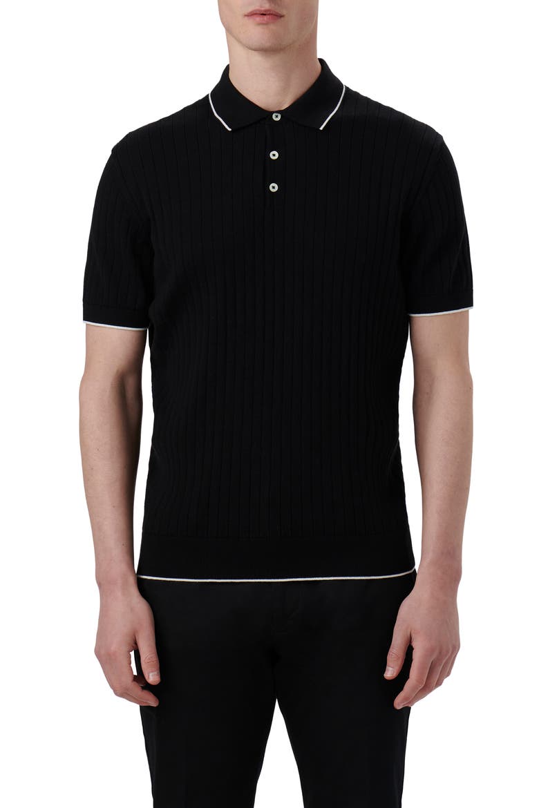 Ribbed Polo Sweater, Main, color, CAVIAR