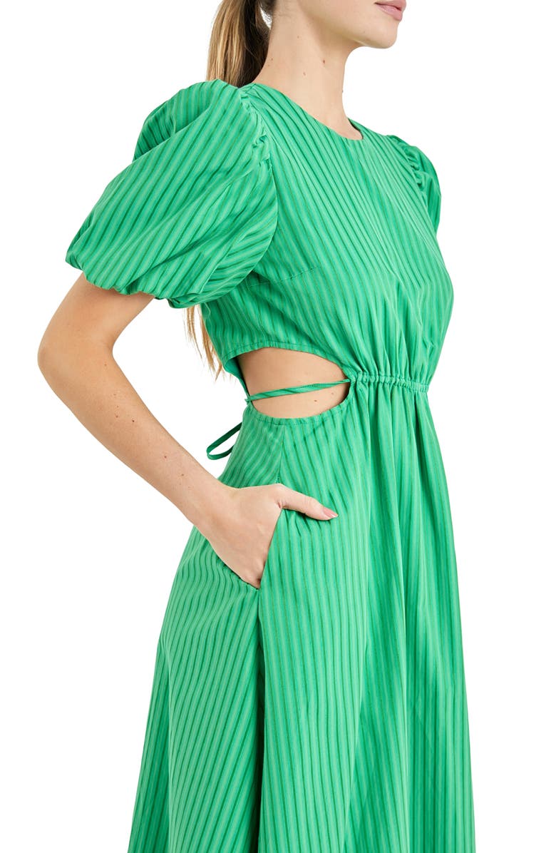 English Factory Stripe Cutout Dress, Alternate, color, Green