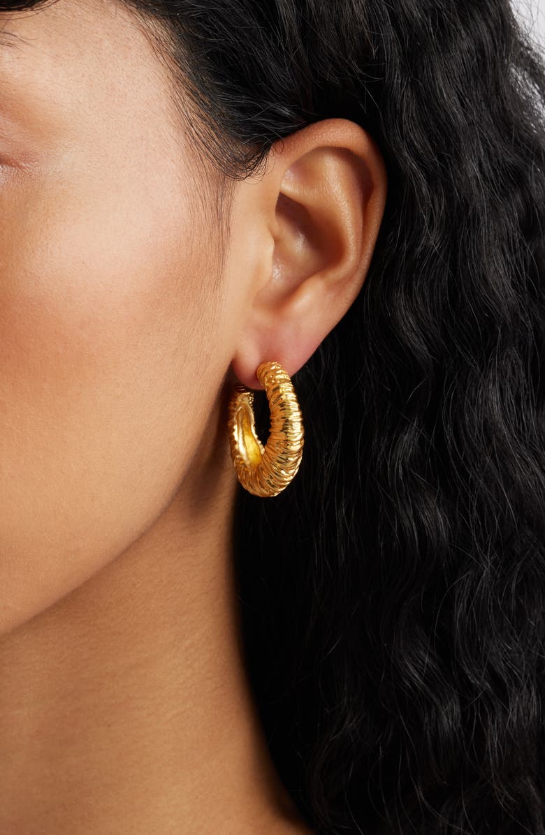 Kenneth Jay Lane Wrapped Hoop Earrings, Alternate, color, Satin Gold
