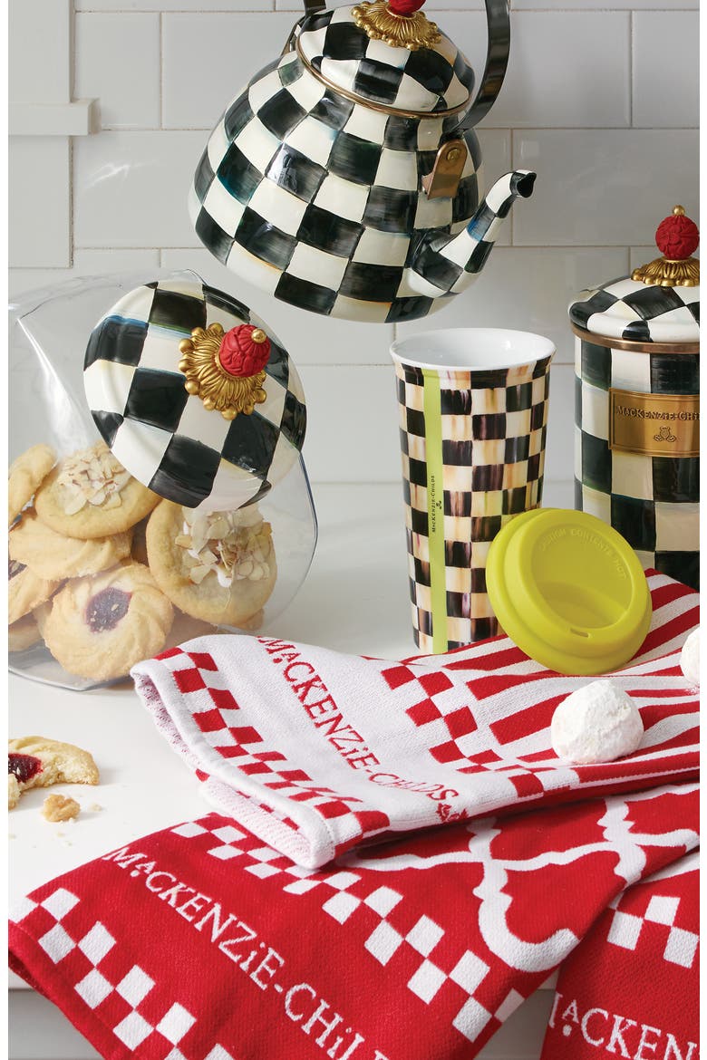 Cookie Jar with Courtly Check Lid, Alternate, color, BLACK/ WHITE