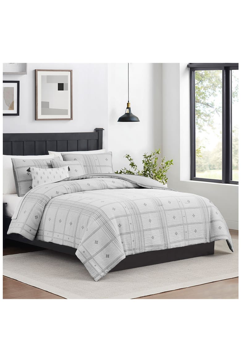 Jacquard Microfiber 5-Piece Comforter Set, Alternate, color, GREY