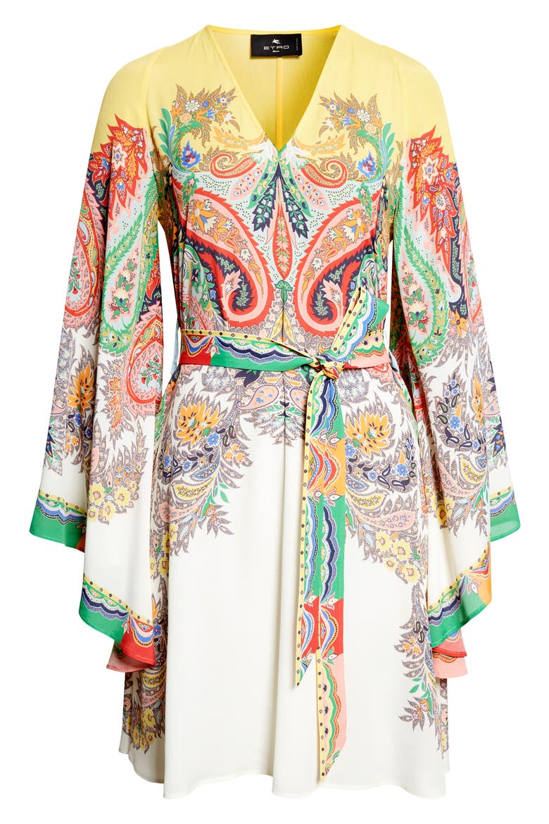 Paisley Print Long Sleeve Dress, Alternate, color, PRINT ON WHITE BASE
