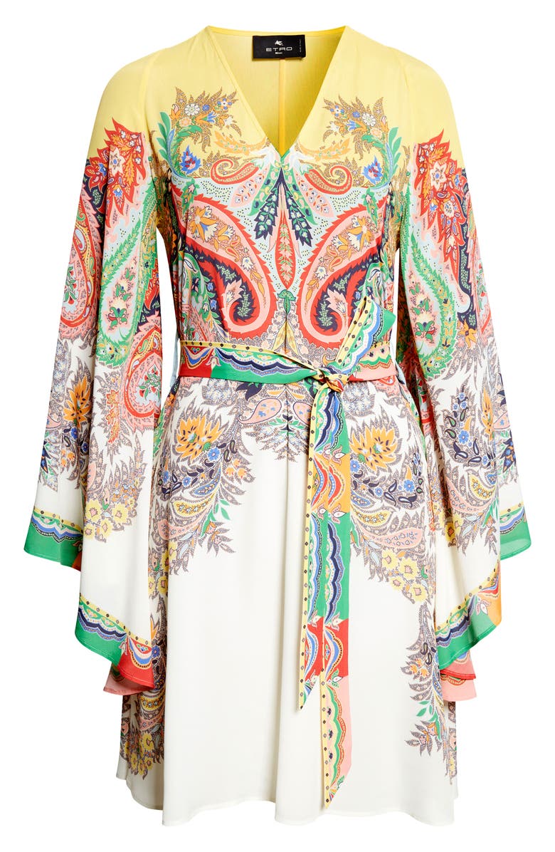 Etro Paisley Print Long Sleeve Dress, Alternate, color, Print On White Base