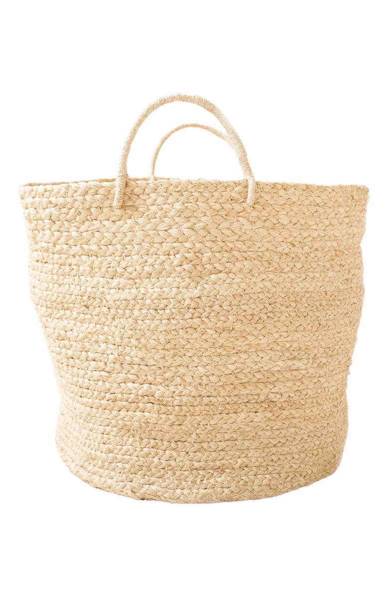 indego africa Medium Braided Raffia Basket Natural, Main, color, Natural