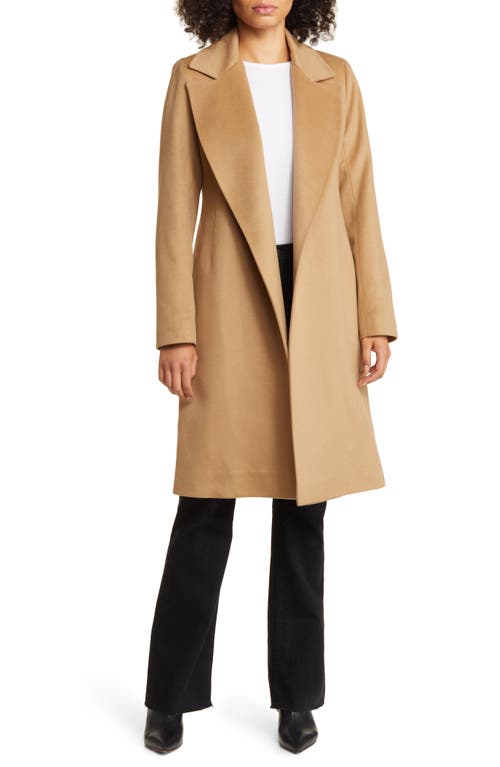 Fleurette Wool Wrap Coat In Brown