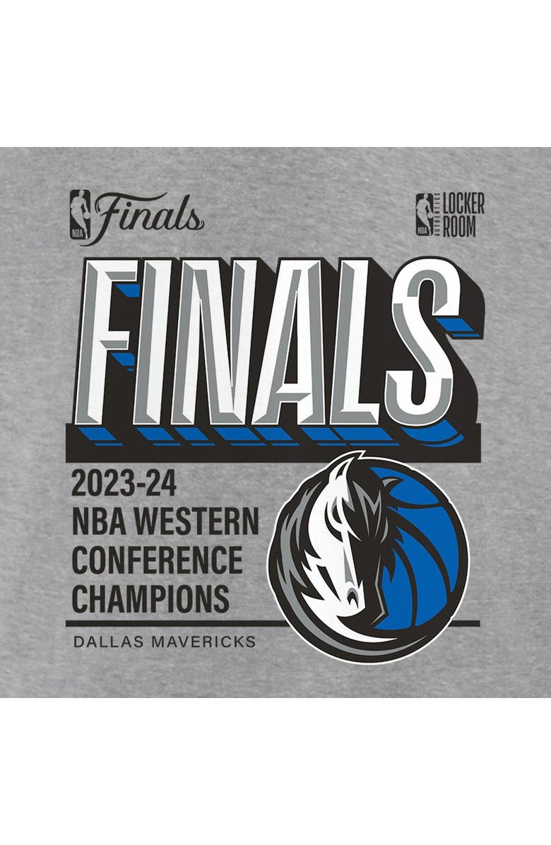 FANATICS Women's Fanatics Steel Dallas Mavericks 2024 Western Conference Champions Locker Room Post Up Move V-Neck T-Shirt, Alternate, color, 
