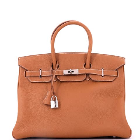 Birkin Handbag Brown Fjord with Palladium Hardware 35