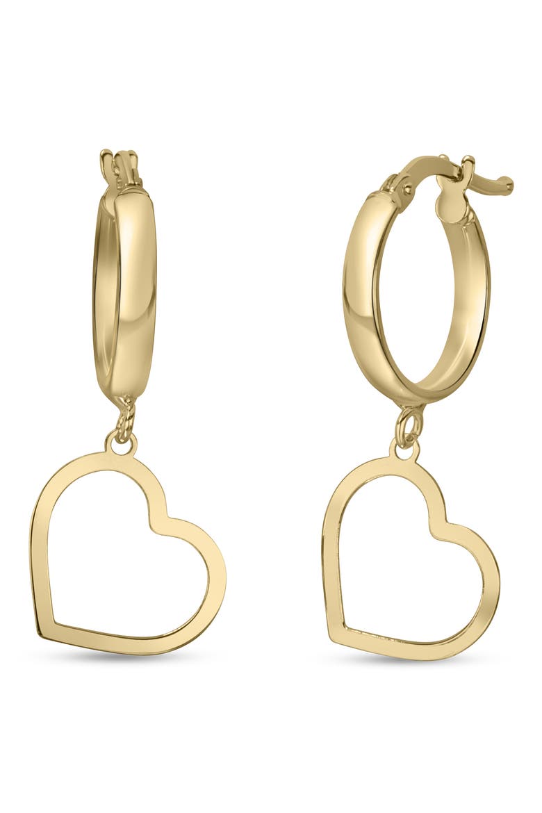 14K Yellow Gold Heart Drop Huggie Hoop Earrings, Main, color, 14K YELLOW GOLD
