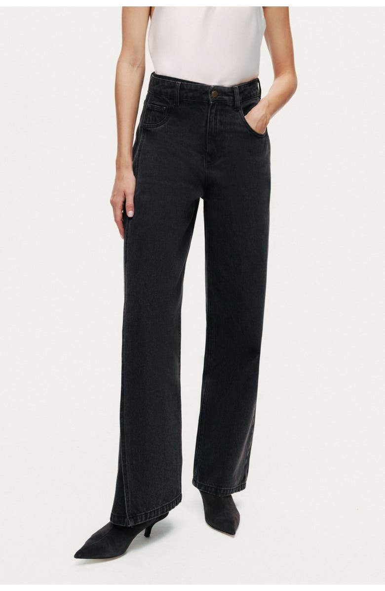 Nocturne Washed Wide Leg Jeans, Main, color, Anthracite
