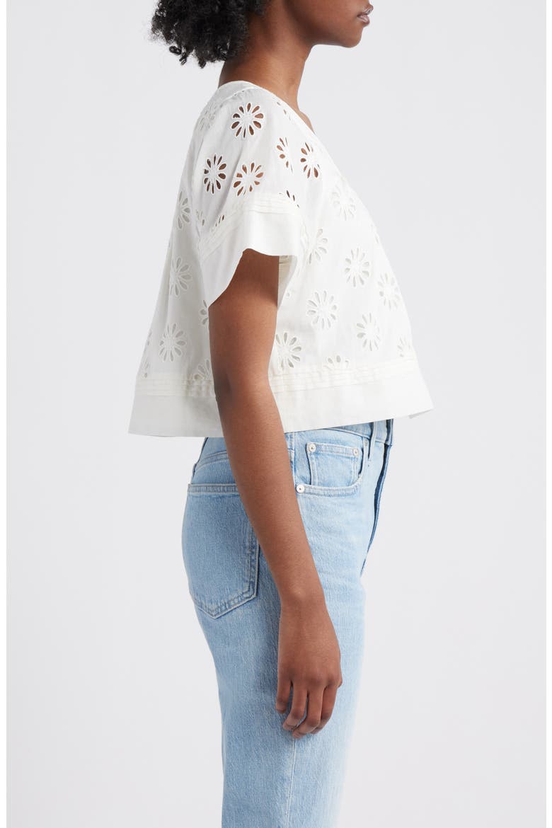 Bambina Cotton Eyelet Trapeze Top, Alternate, color, WHITE