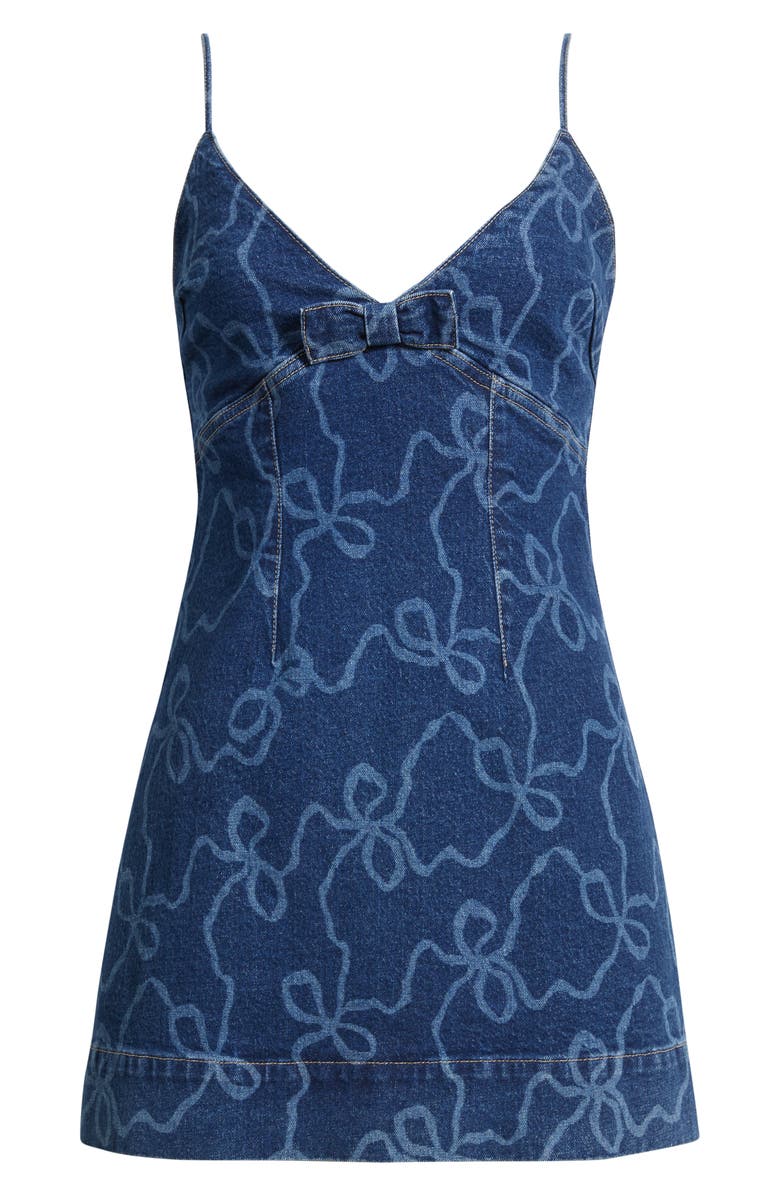LoveShackFancy Solina Denim Minidress, Alternate, color, Bow Chambray