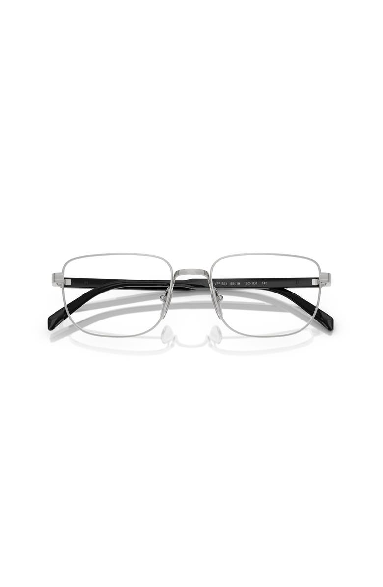 Prada 55mm Rectangle optical glasses, Alternate, color, Silver