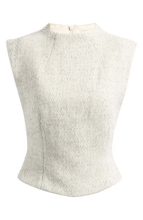Wool Blend Tweed Sleeveless Top