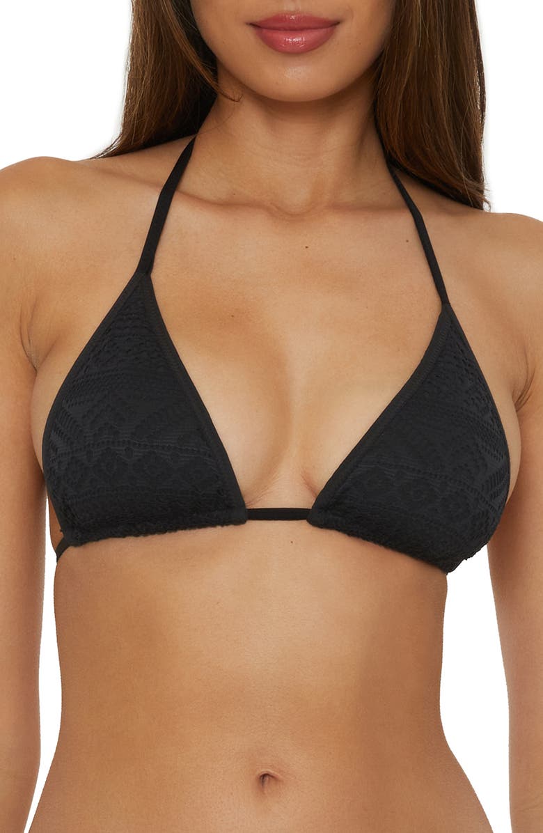 Becca Color Play Triangle Bikini Top, Main, color, Black