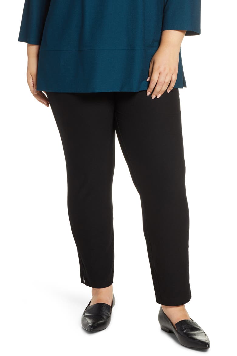 Slim Zip Cuff Ankle Pants, Main, color, BLACK