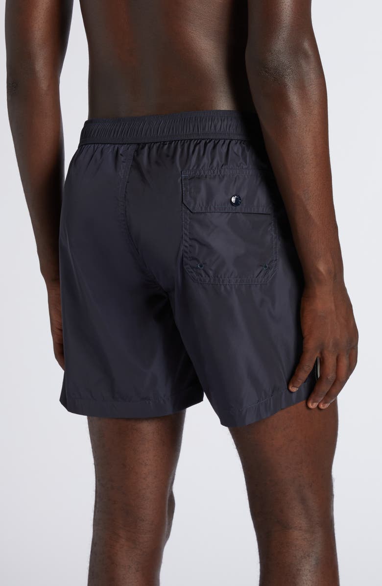 Moncler Logo Patch Swim Trunks, Alternate, color, Black