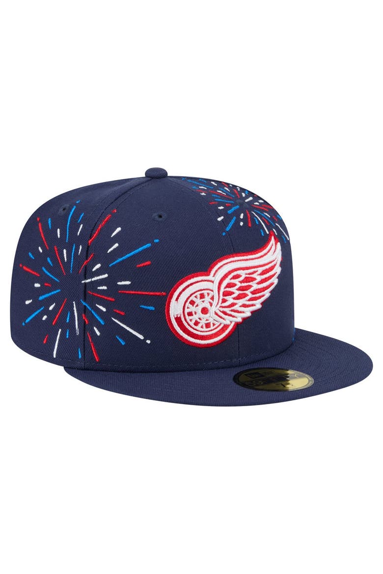 Men's New Era  Navy Detroit Red Wings Americana Fireworks 59FIFTY Fitted Hat, Alternate, color, Navy