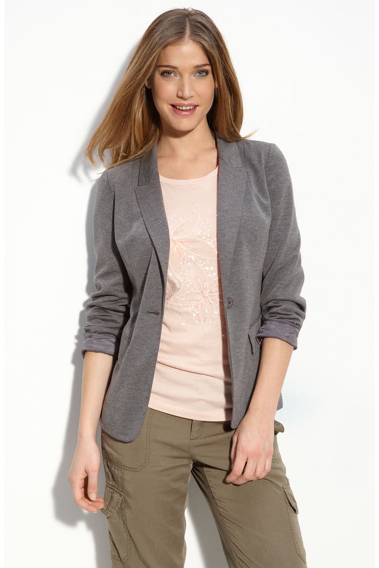 Jersey Boyfriend Blazer, Alternate, color, BLACK
