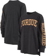 PRESSBOX Women's Pressbox Heathered Black Purdue Boilermakers Two-Hit Canyon Long Sleeve T-Shirt