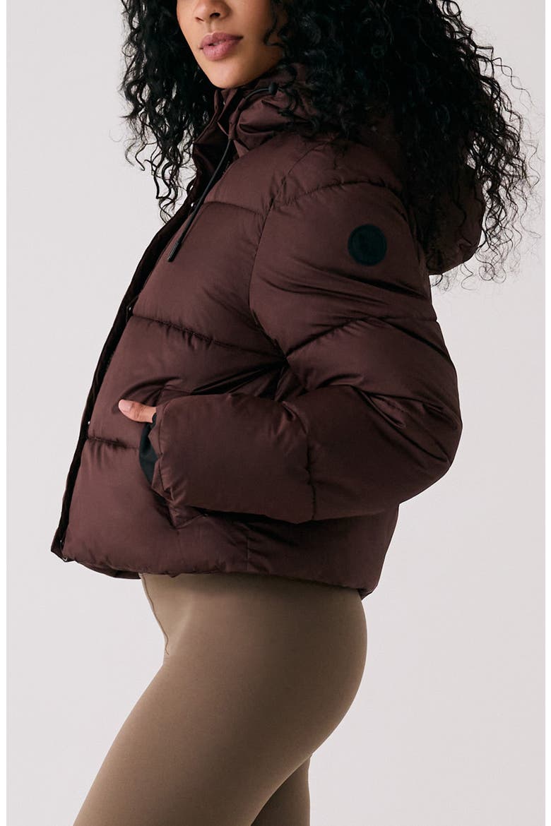London Waterproof 700 Fill Power Hooded Down Crop Puffer Jacket, Alternate, color, JAVA
