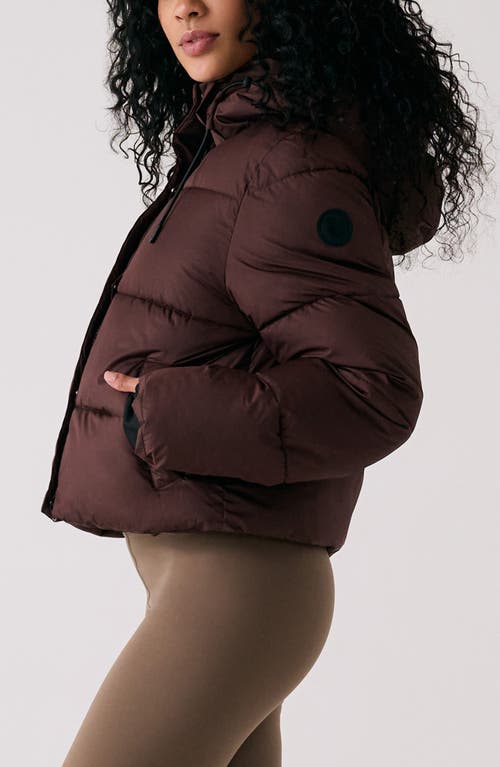 Lole London Waterproof 700 Fill Power Hooded Down Crop Puffer Jacket In Brown