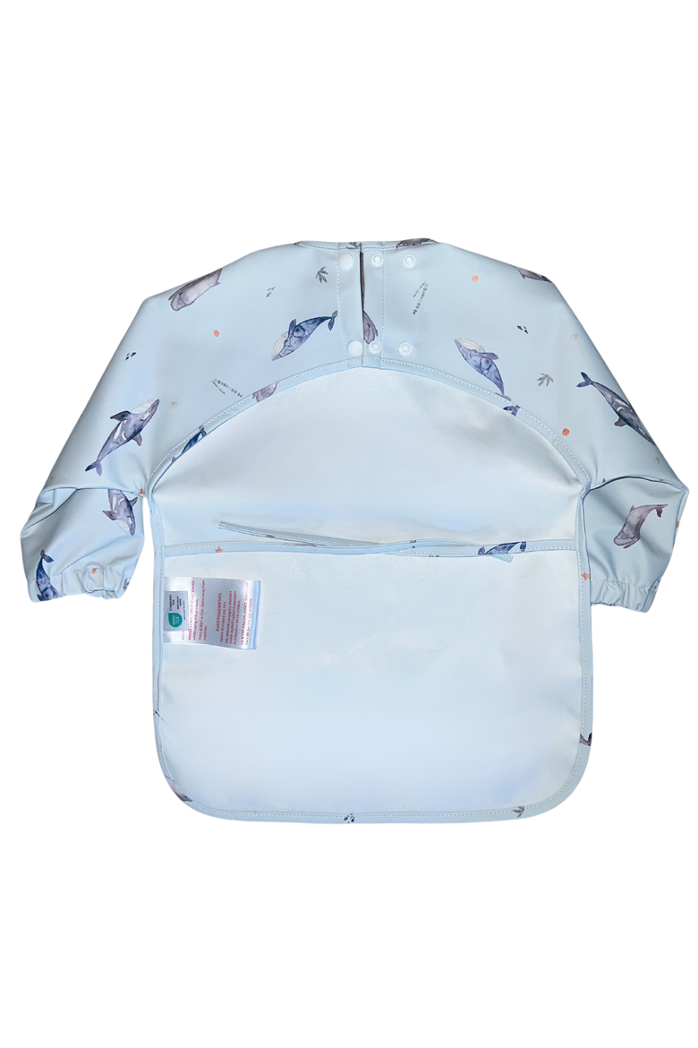 Premium Classic Low-Pocket Long Sleeve Bib Smock, Alternate, color, Whale Watching (6m-24m)