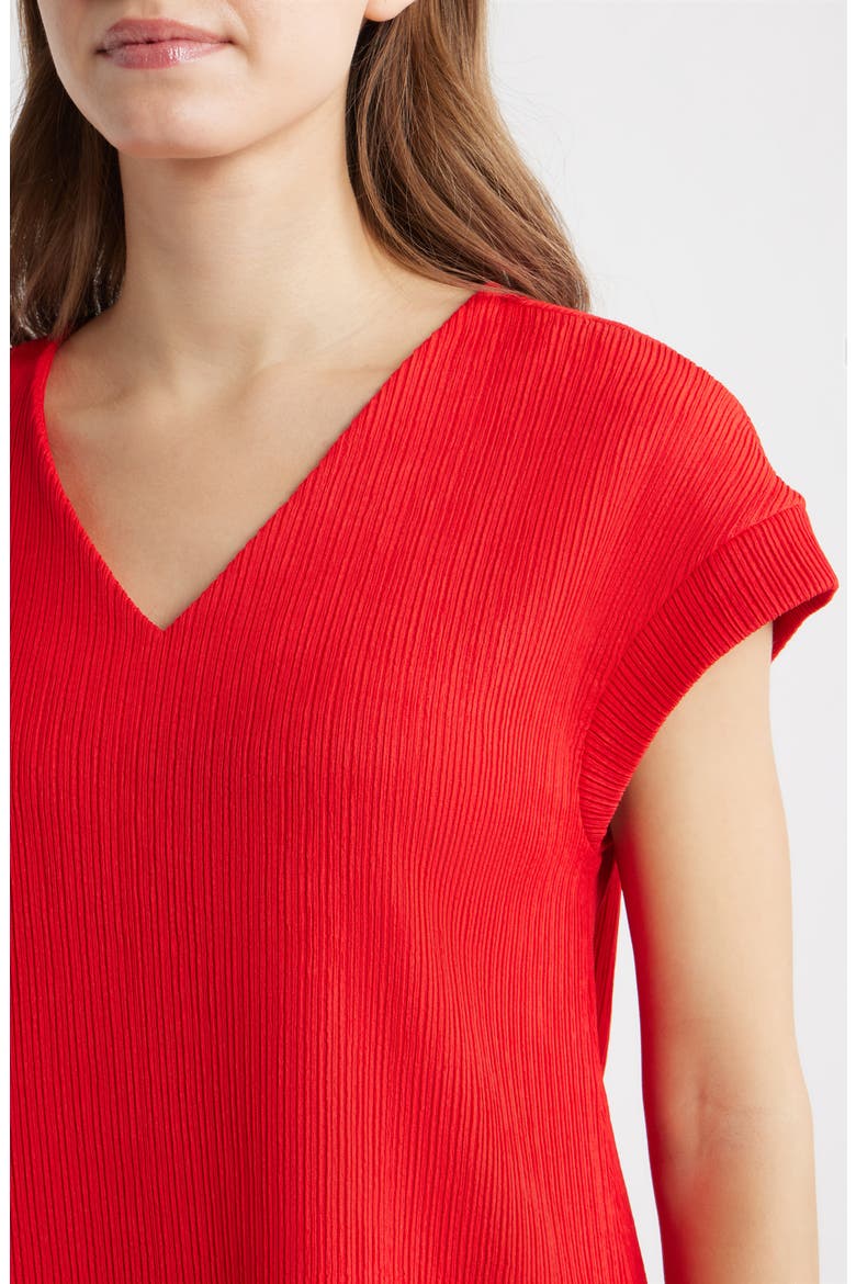 Knit V-Neck Top, Alternate, color, BEGONIA RED