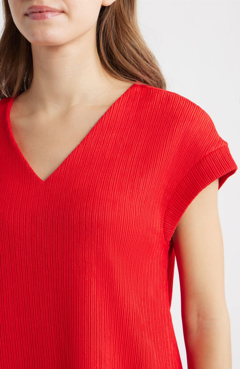 Anne Klein Knit V-Neck Top, Alternate, color, Begonia Red