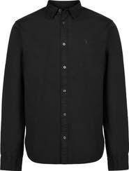 AllSaints Hawthorne Solid Stretch Cotton Button-Up Shirt