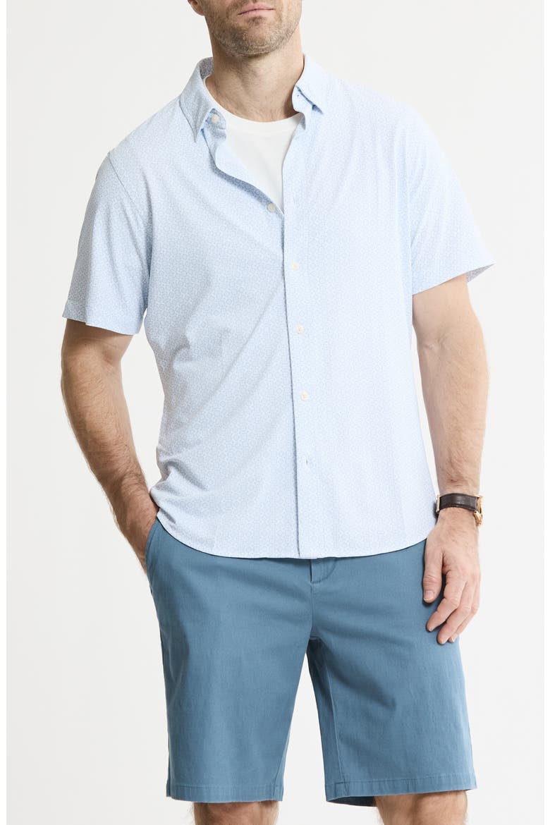 Performance Tech Button-Up Shirt, Main, color, WHITE GEO