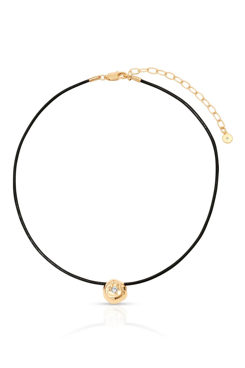 Molten Sphere Leather Pedant Necklace, Main, color, GOLD
