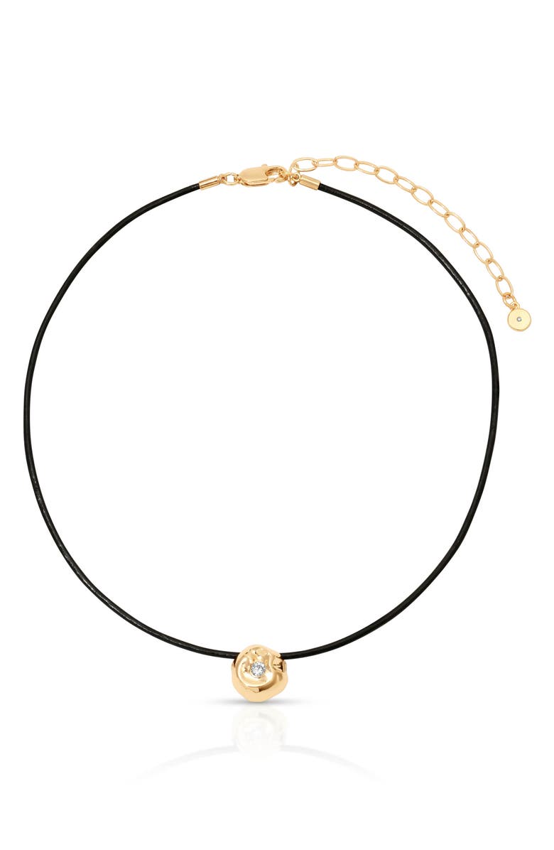 Ettika Molten Sphere Leather Pedant Necklace, Main, color, Gold