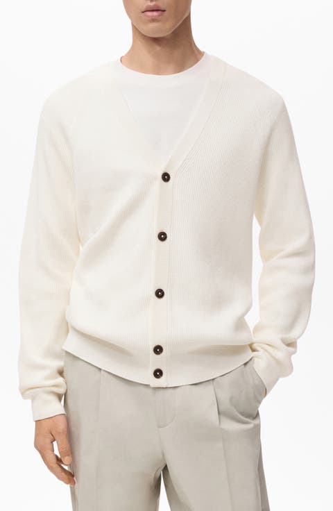 Ribbed Cotton Blend Cardigan