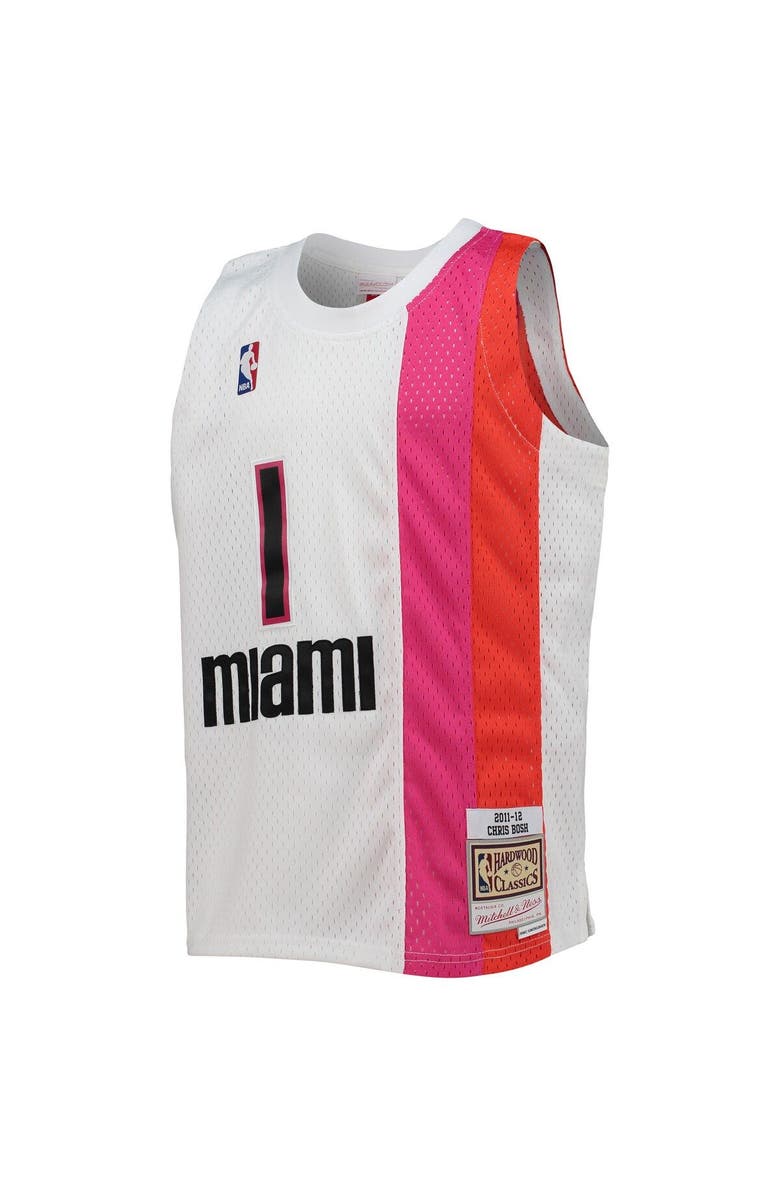 Mitchell & Ness Youth Mitchell & Ness Chris Bosh White Miami Heat 2011/12 Hardwood Classics Swingman Jersey, Alternate, color, White