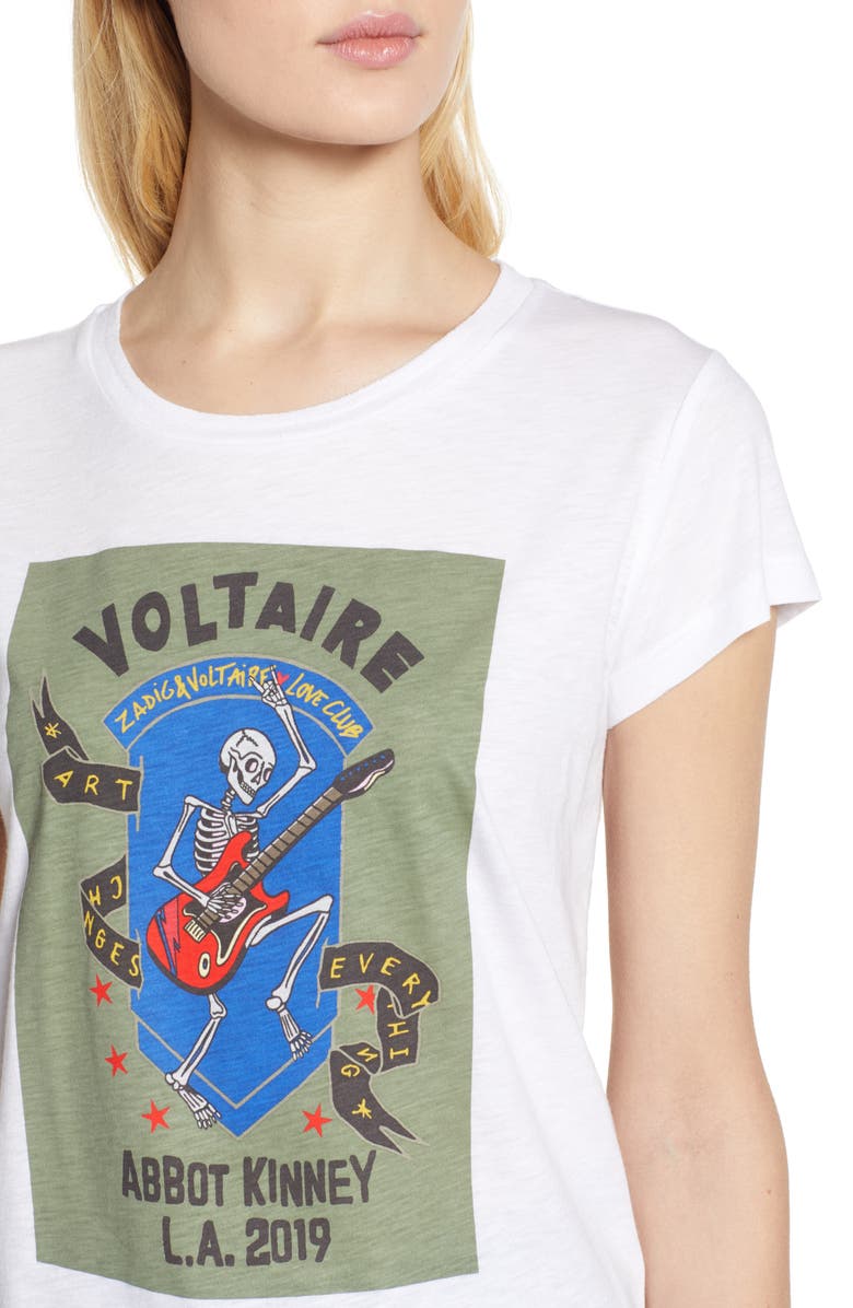 Zadig & Voltaire Skeleton Skinny Tee, Alternate, color, 