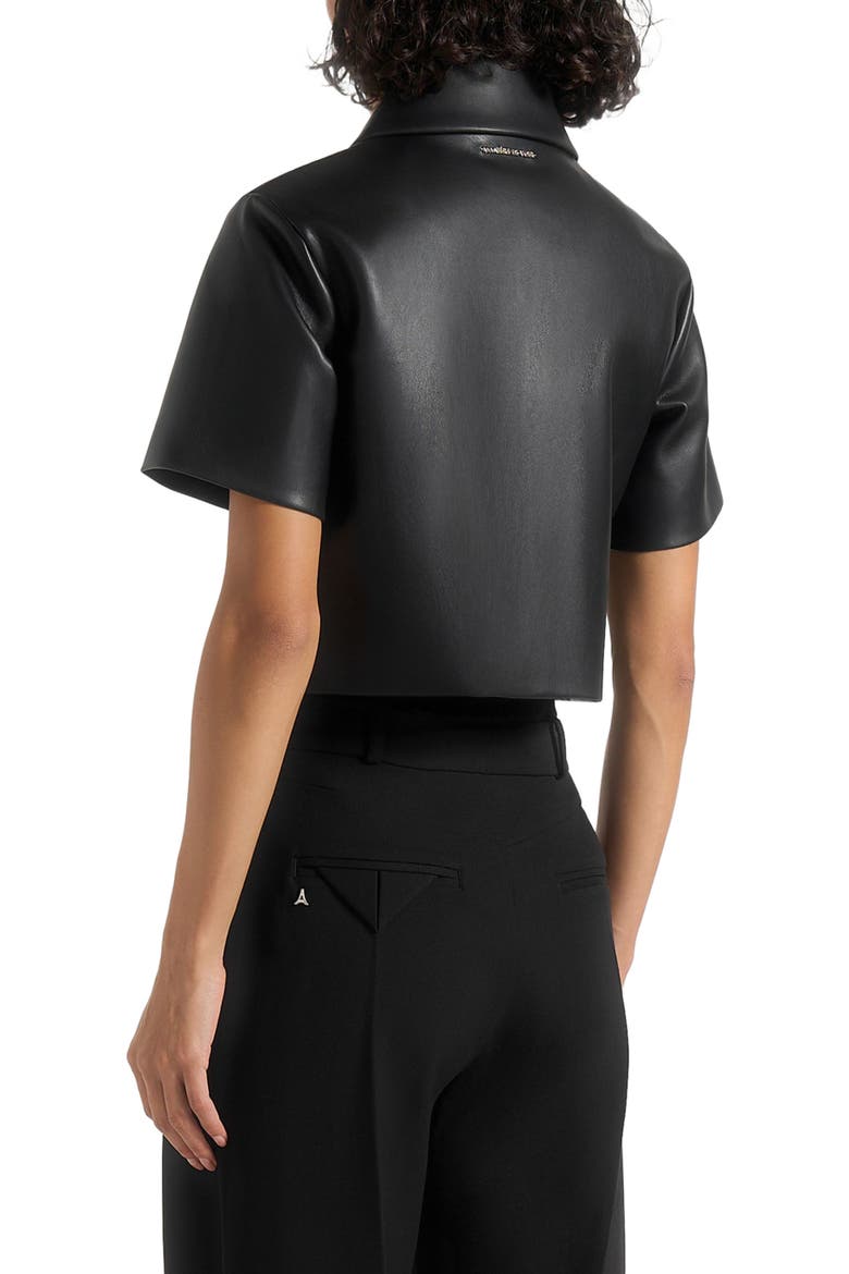 Dory Leather Cropped Shirt, Alternate, color, Black