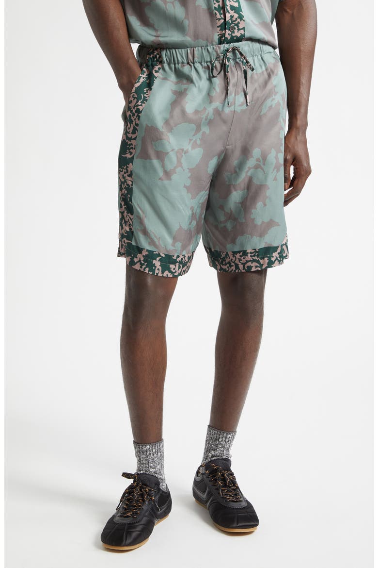 Piperi Mixed Print Drawstring Shorts, Main, color, PETROL