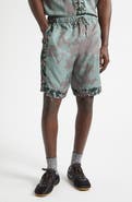 Dries Van Noten Piperi Mixed Print Drawstring Shorts
