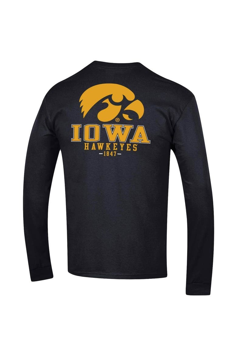 Men's Champion Black Iowa Hawkeyes Team Stack Long Sleeve T-Shirt, Alternate, color, Black
