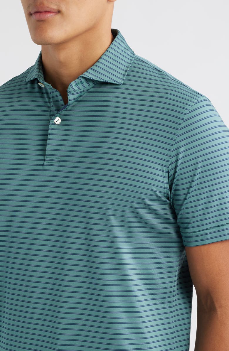 Peter Millar Bridge Stripe Performance Jersey Polo, Alternate, color, Sherwood