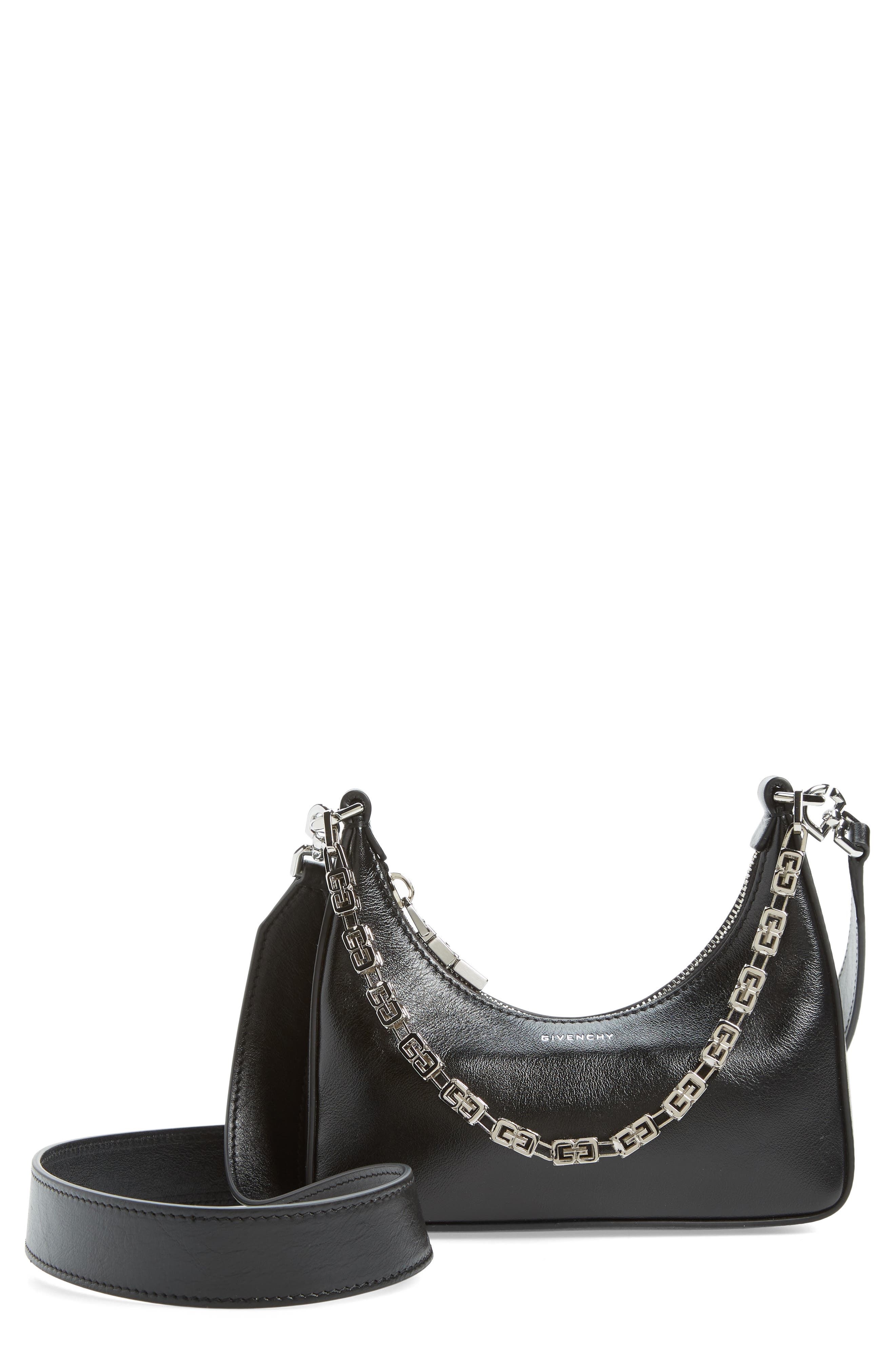 Givenchy Mini Moon Cutout Calfskin Leather Hobo Bag, Main, color, 