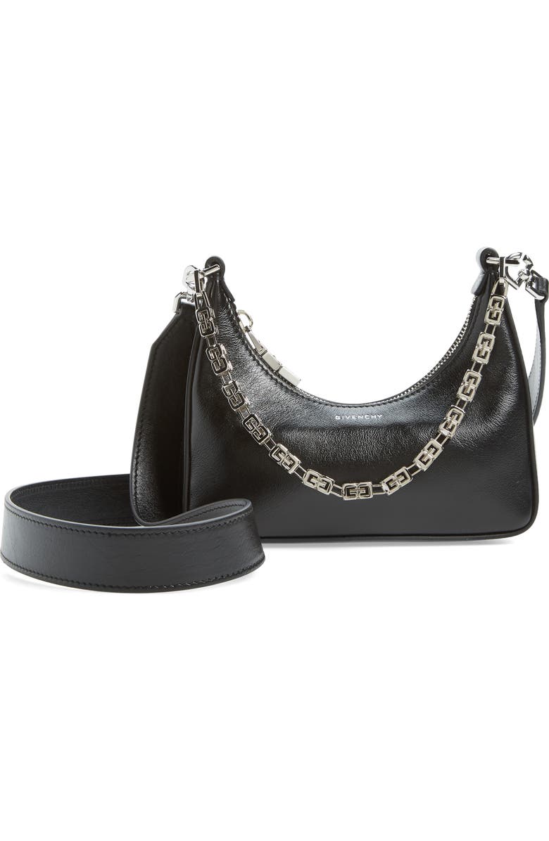 Givenchy Mini Moon Cutout Calfskin Leather Hobo Bag, Main, color,