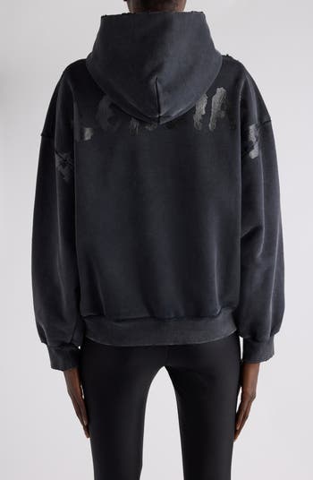 Paint Logo Distressed Cotton Hoodie