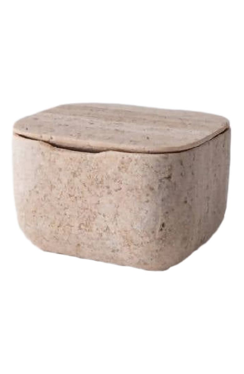AndJacob Decor Less Is More Square Container, Main, color, Travertine Marble