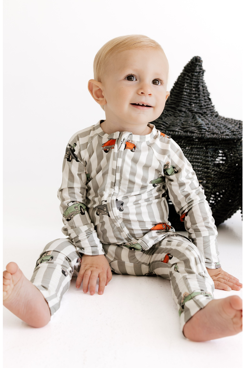 Spooky Little Riders Zipper Romper, Alternate, color, Grey Stripe