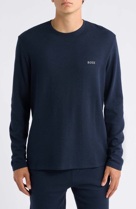 Long Sleeve Waffle Knit Pajama Shirt