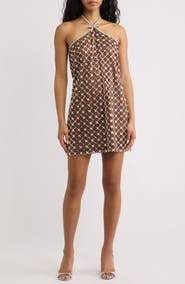 Saylor Cinna Embellished Halter Minidress