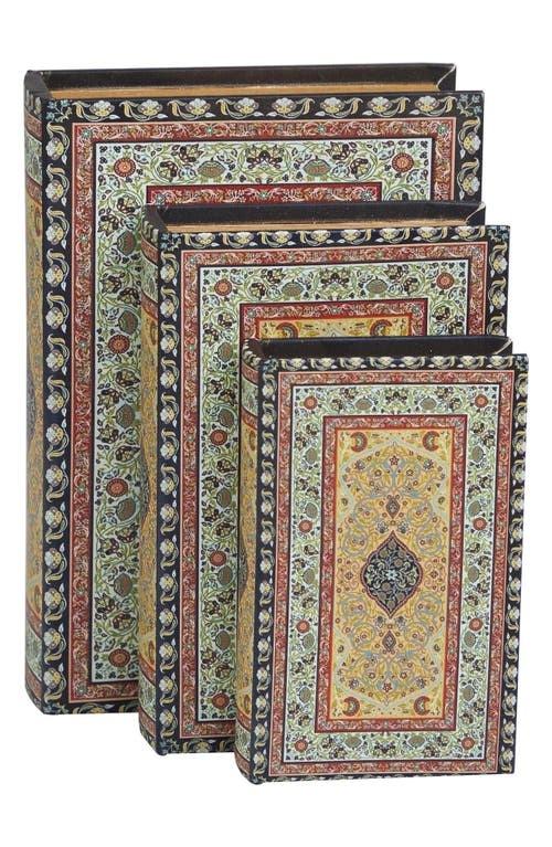 Sonoma Sage Home Set Of 3 Canvas Faux Book Boxes In Multi Colored