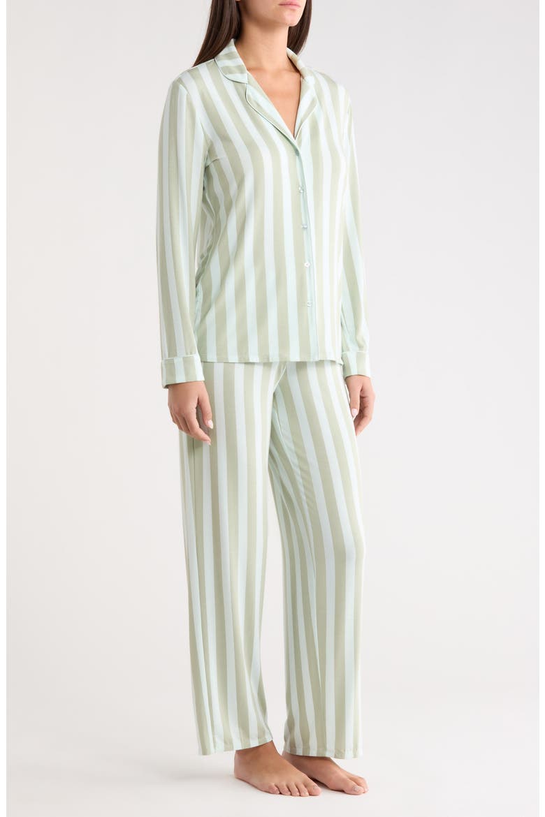 Moonlight Eco Knit Pajamas, Alternate, color, GREEN DESERT PORTO STRIPE